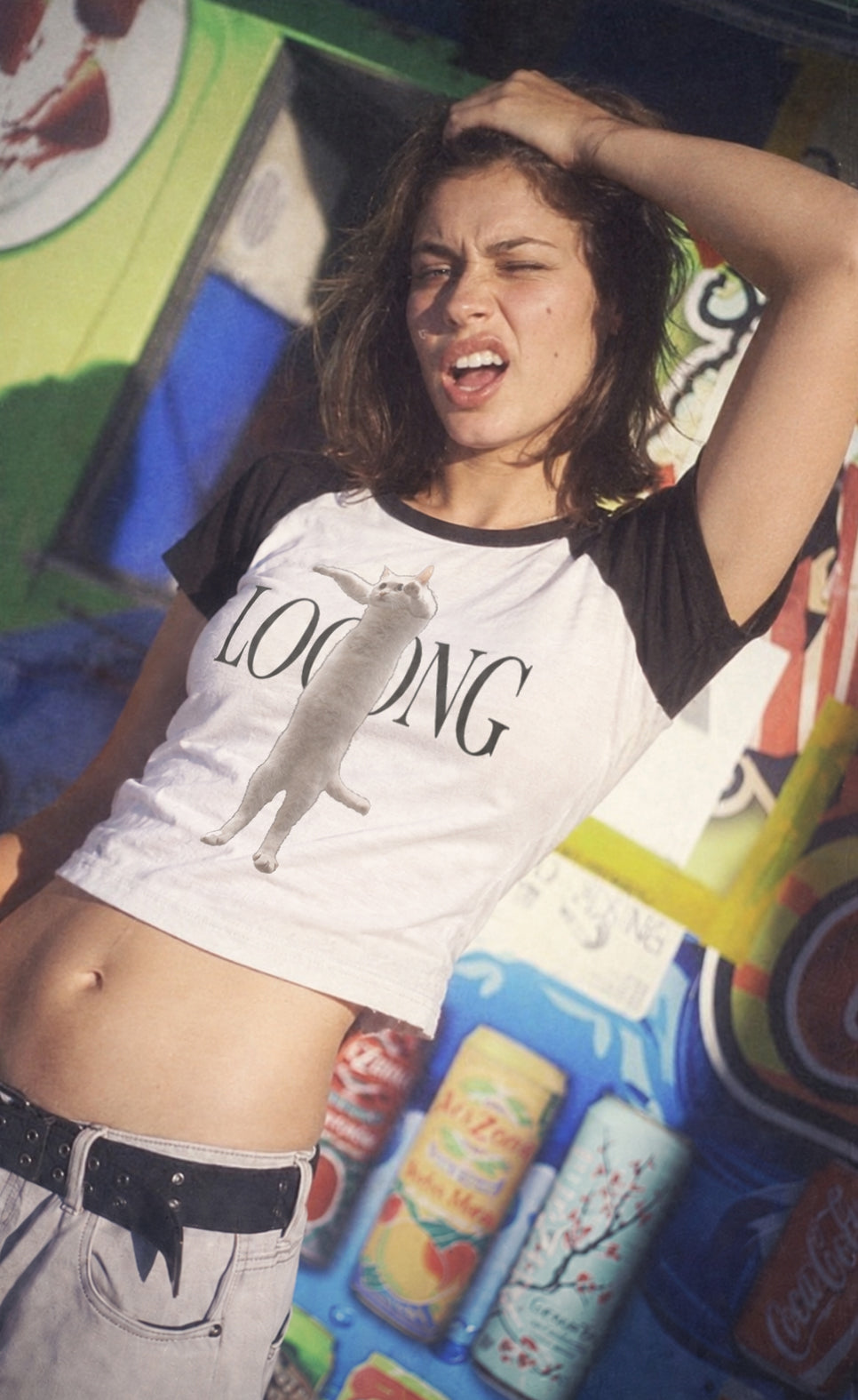 Looong Cat Women's micro rib raglan tee