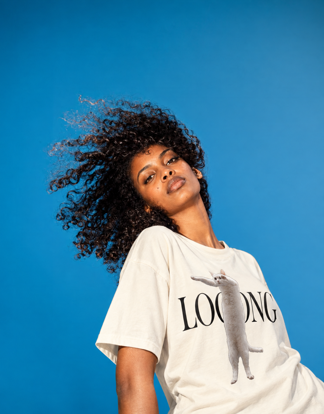 Looong Cat White Tee