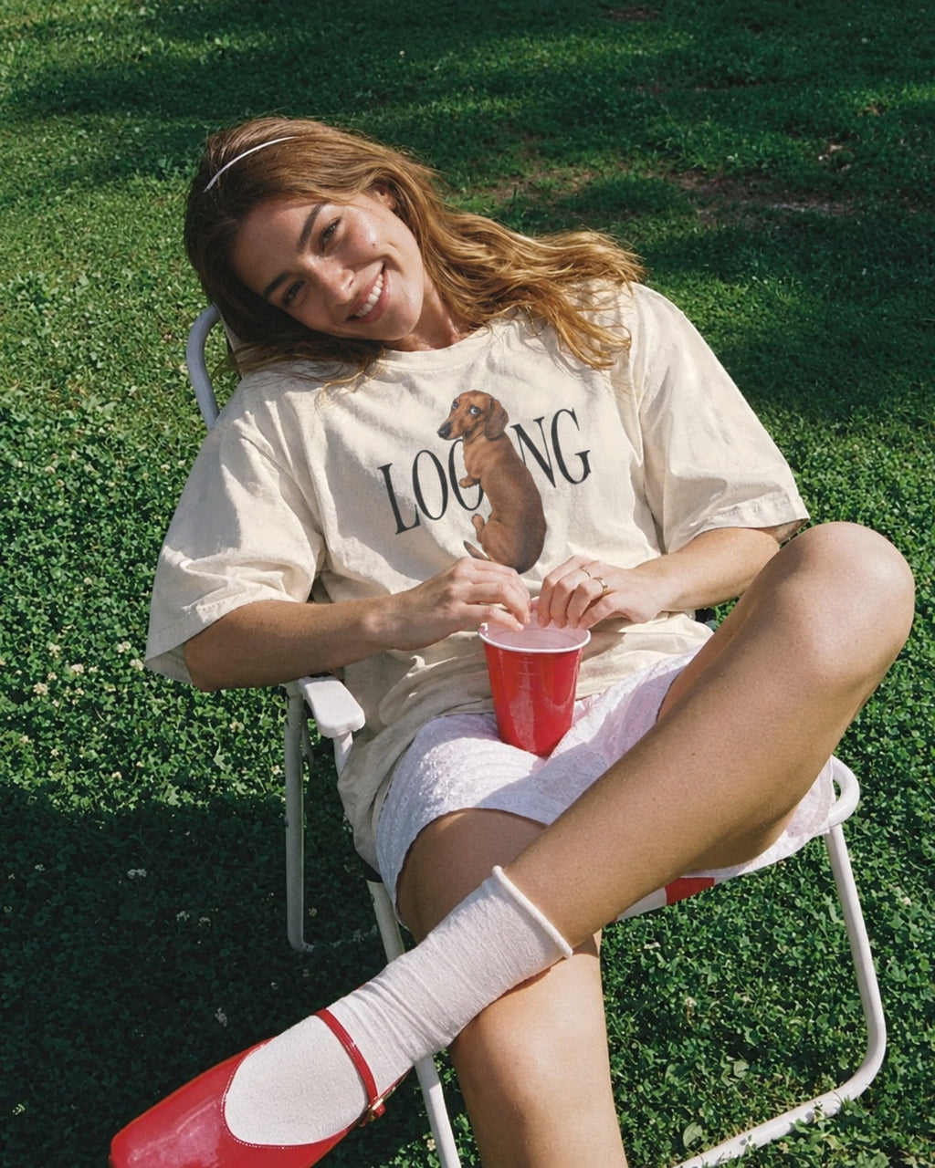 Looong Dachshund White Tee